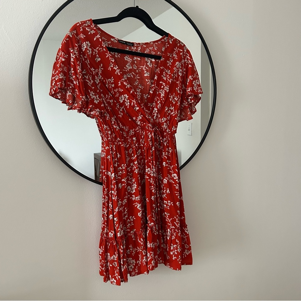 SHEIN Red Flutter Sleeve Mini Sundress